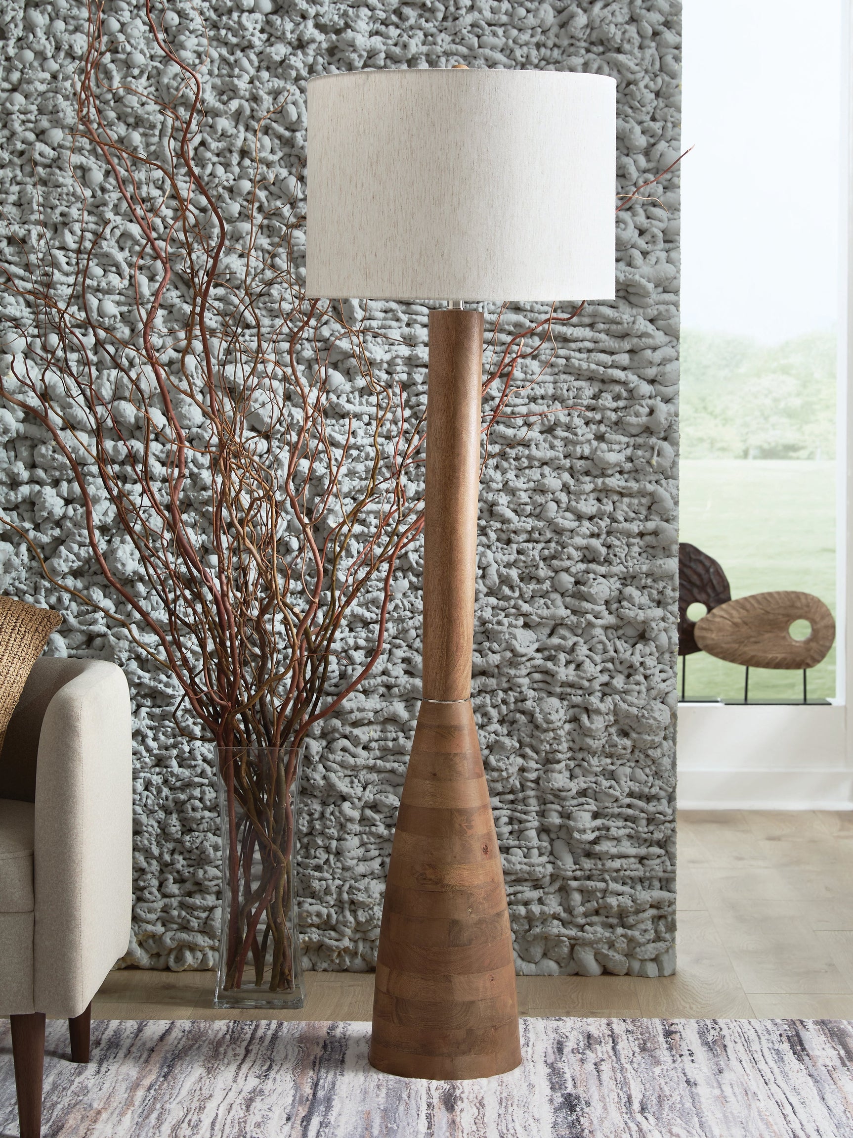 Ailsa Natural Brown Wood Floor Lamp (1/CN) (Online Special Price) - Ornate Home