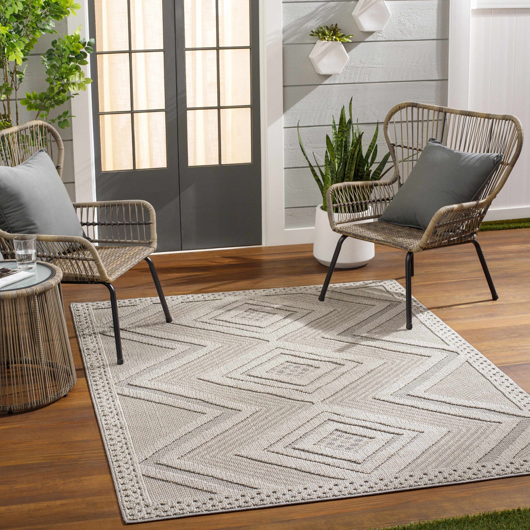 Aimee Natural Gray Outdoor Area Rug - Clearance - Ornate Home