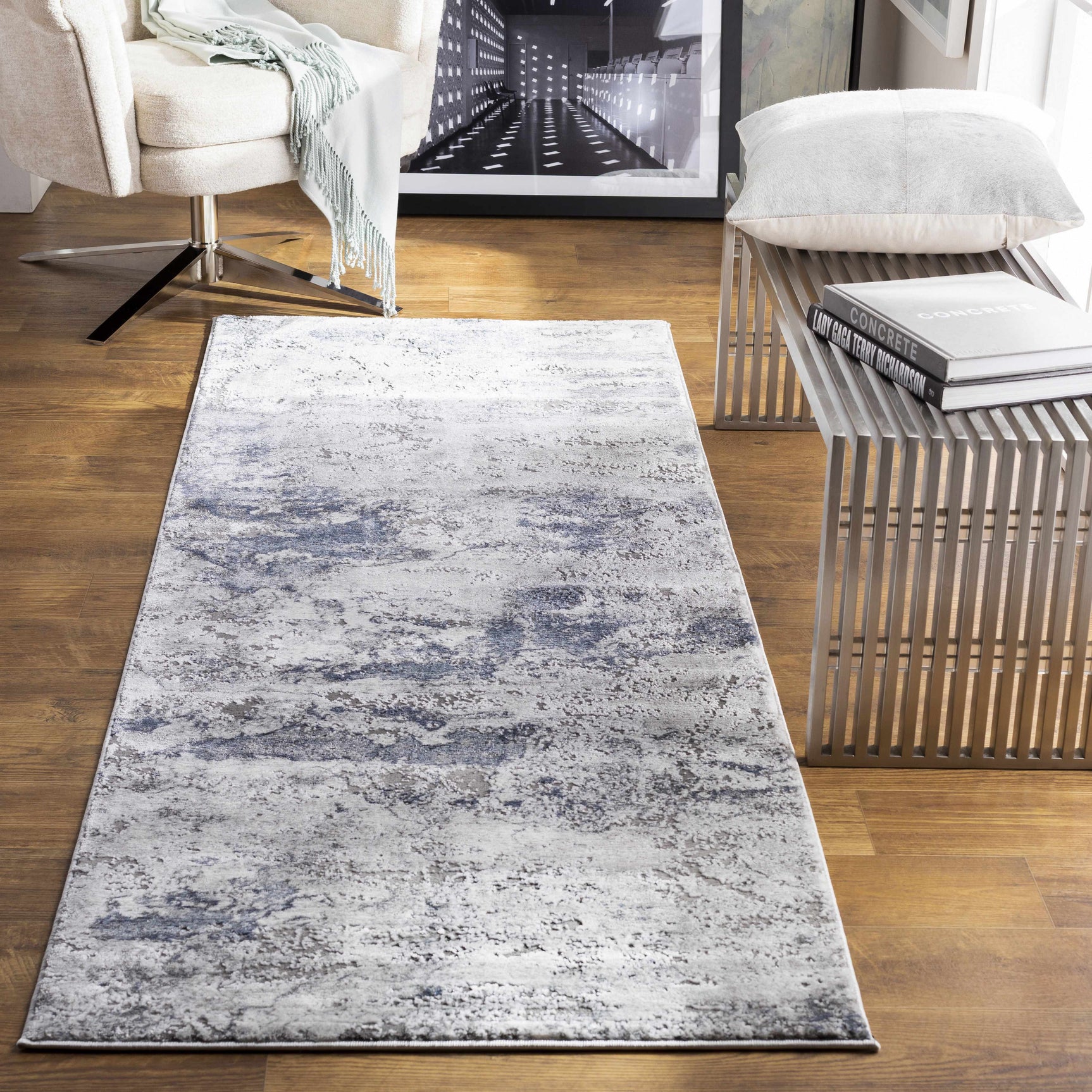 Ainslie Gray Marble Rug - Ornate Home