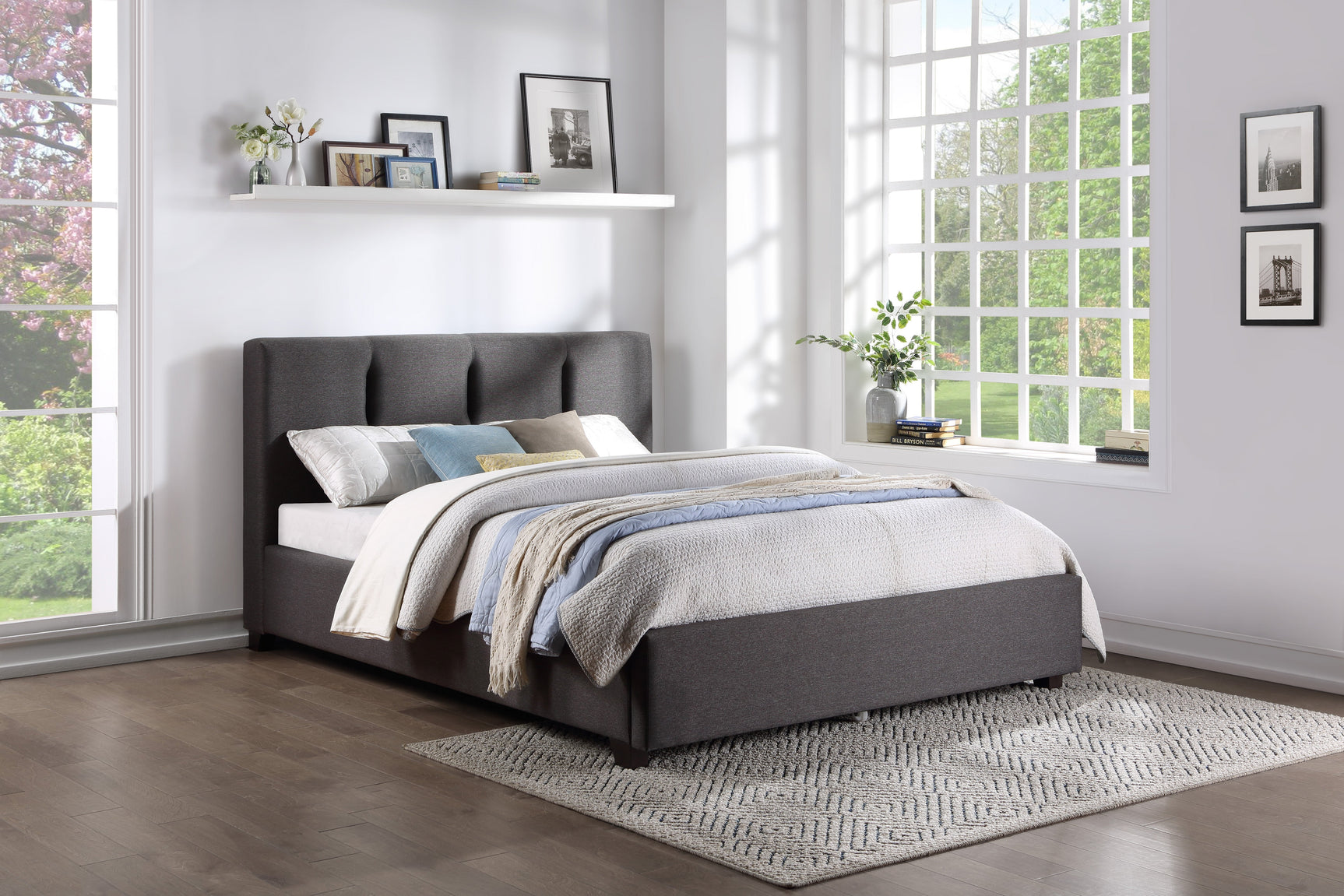 Aitana Graphite Full Platform Bed (Storage Footboard) - Ornate Home