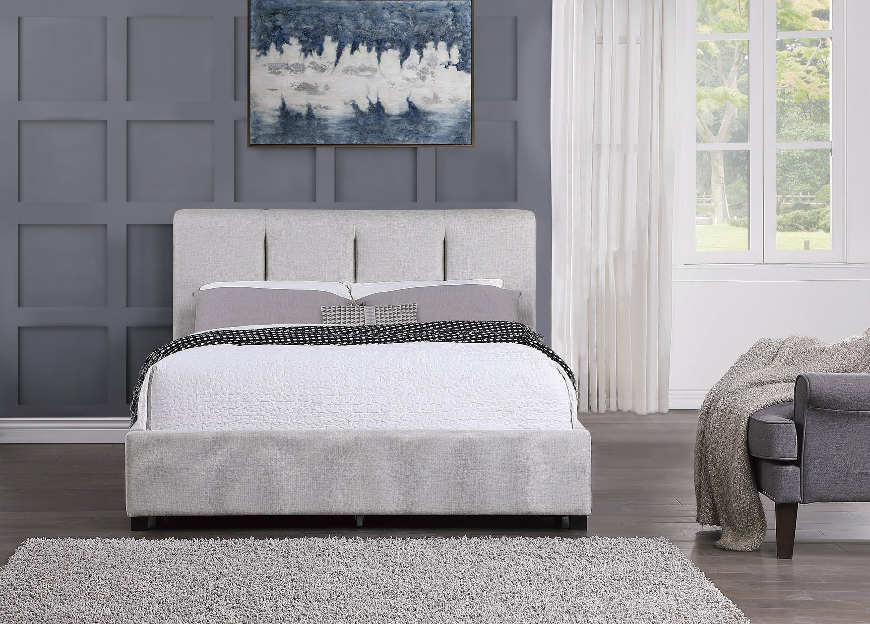 Aitana Gray Full Platform Bed with Storage Drawer - Ornate Home