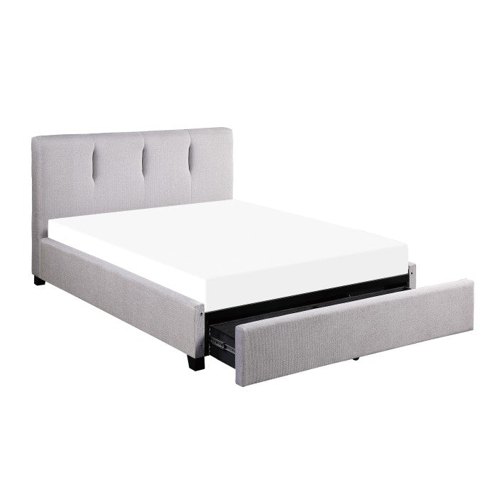 Aitana Gray Queen Platform Bed with Storage Drawer - Ornate Home