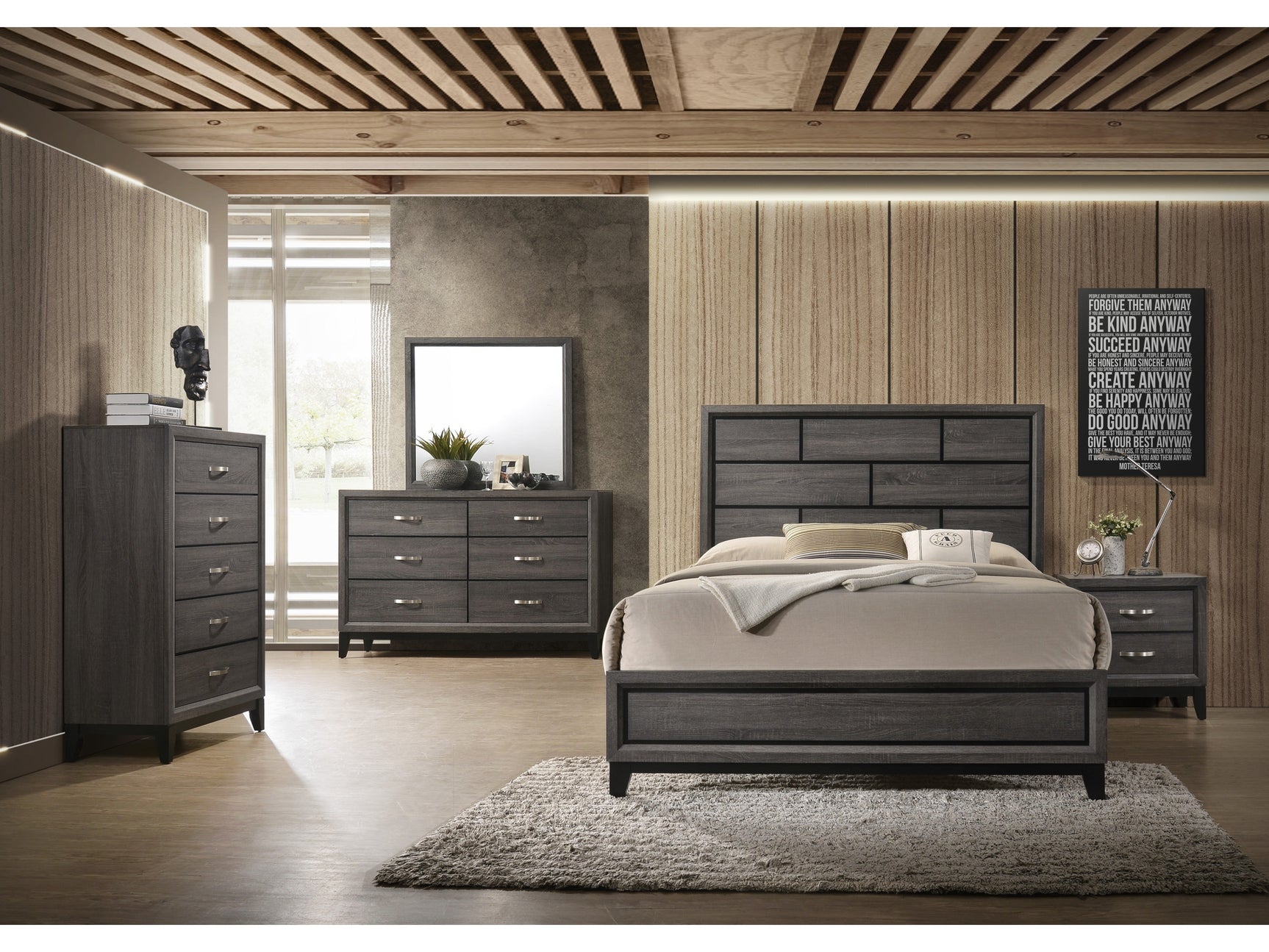 Akerson Gray Panel Bedroom Set - Ornate Home