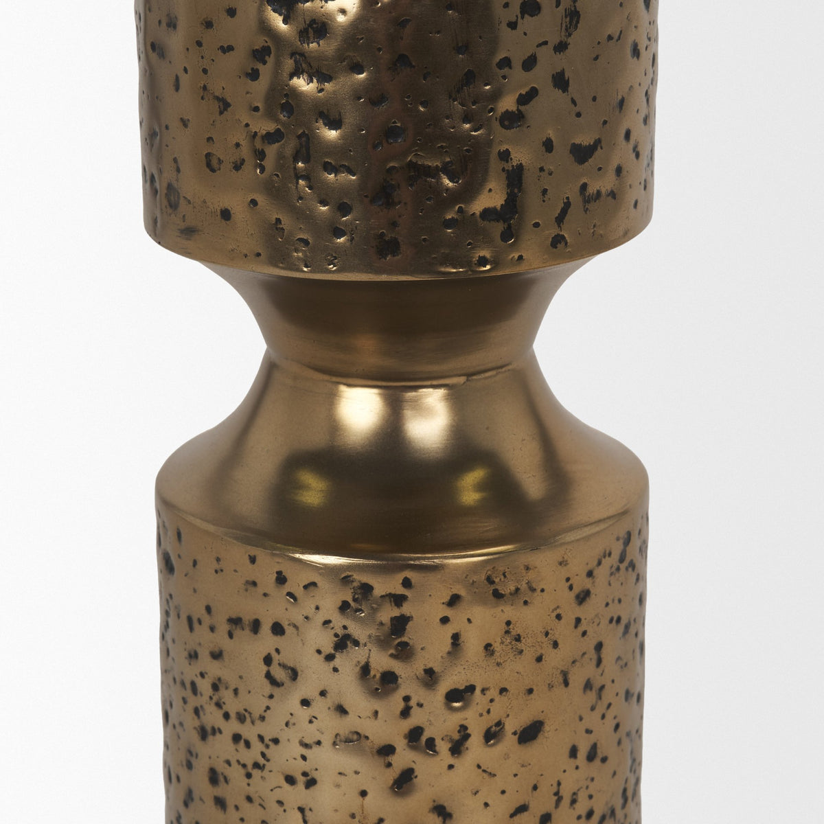 Akira Gold Large Hammered Metal Pillar Candle Holder