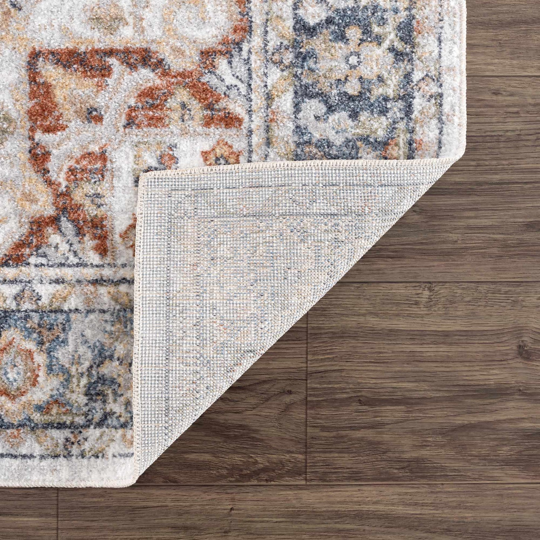 Akram Gray & Orange Washable Area Rug - Clearance - Ornate Home