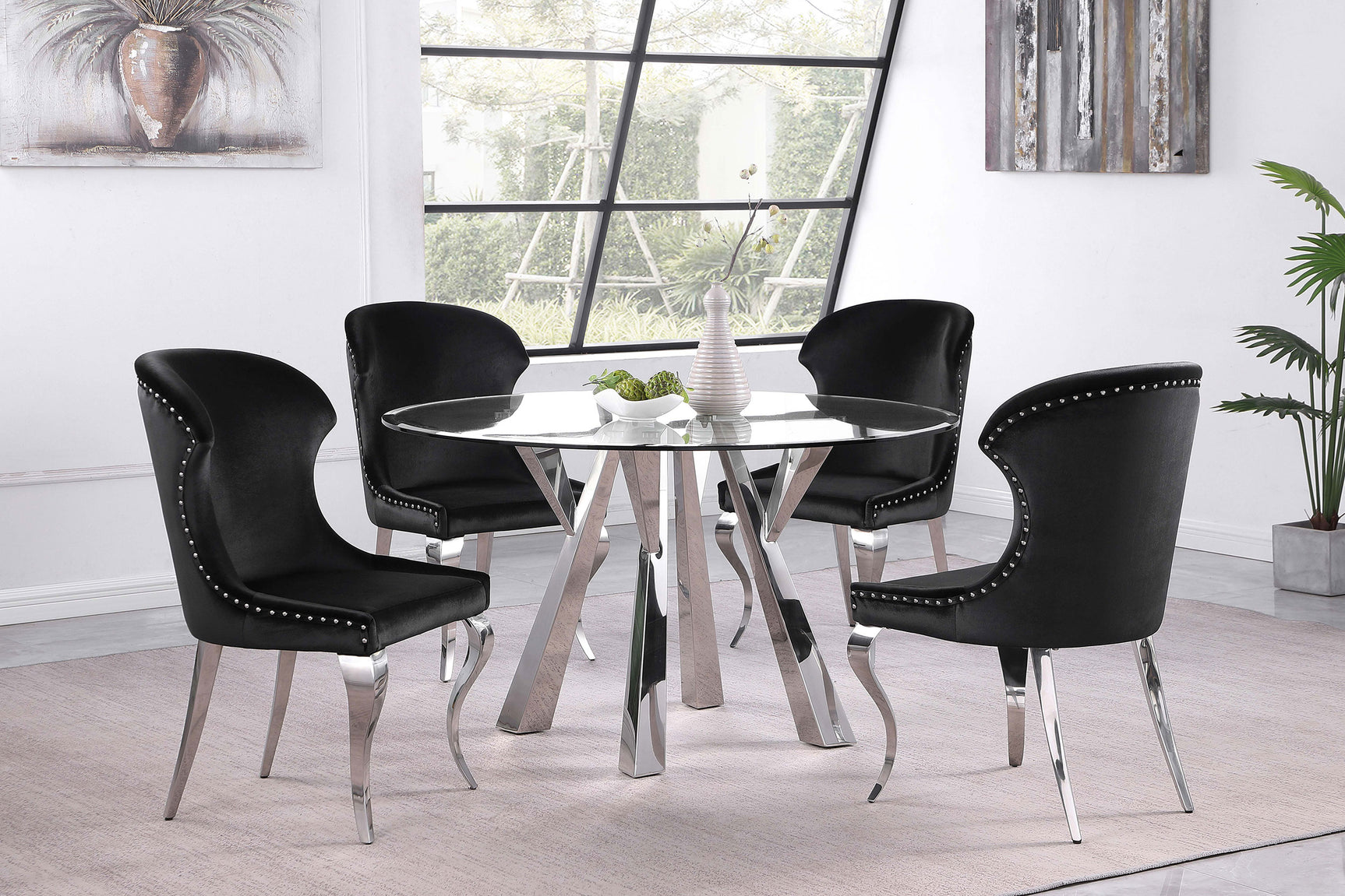 Alaia Chrome Round Dining Room Table - Ornate Home