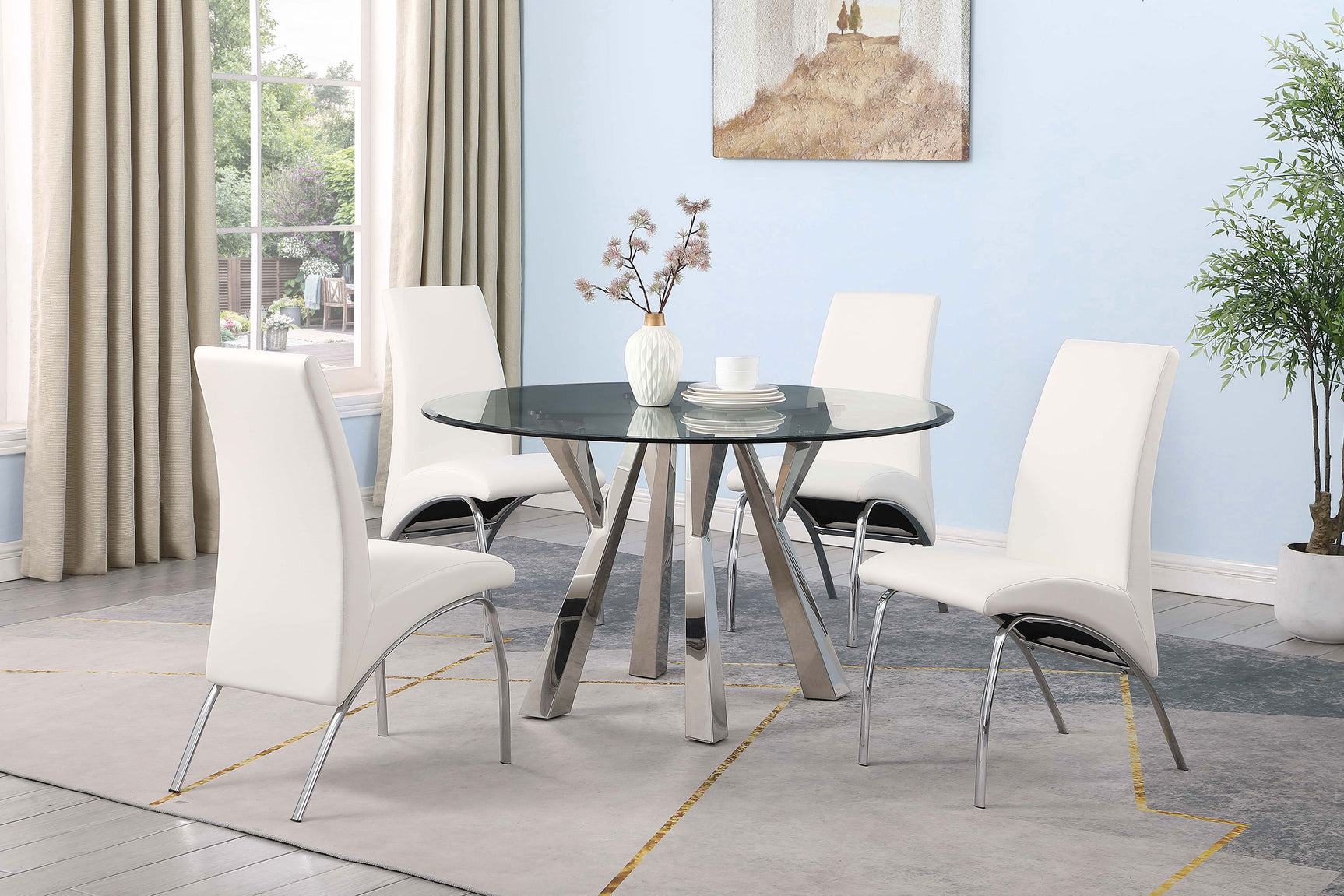 Alaia Chrome Round Dining Room Table - Ornate Home