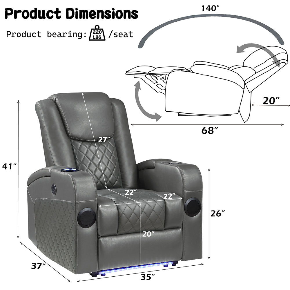Alair Dark Gray Recliner - Ornate Home