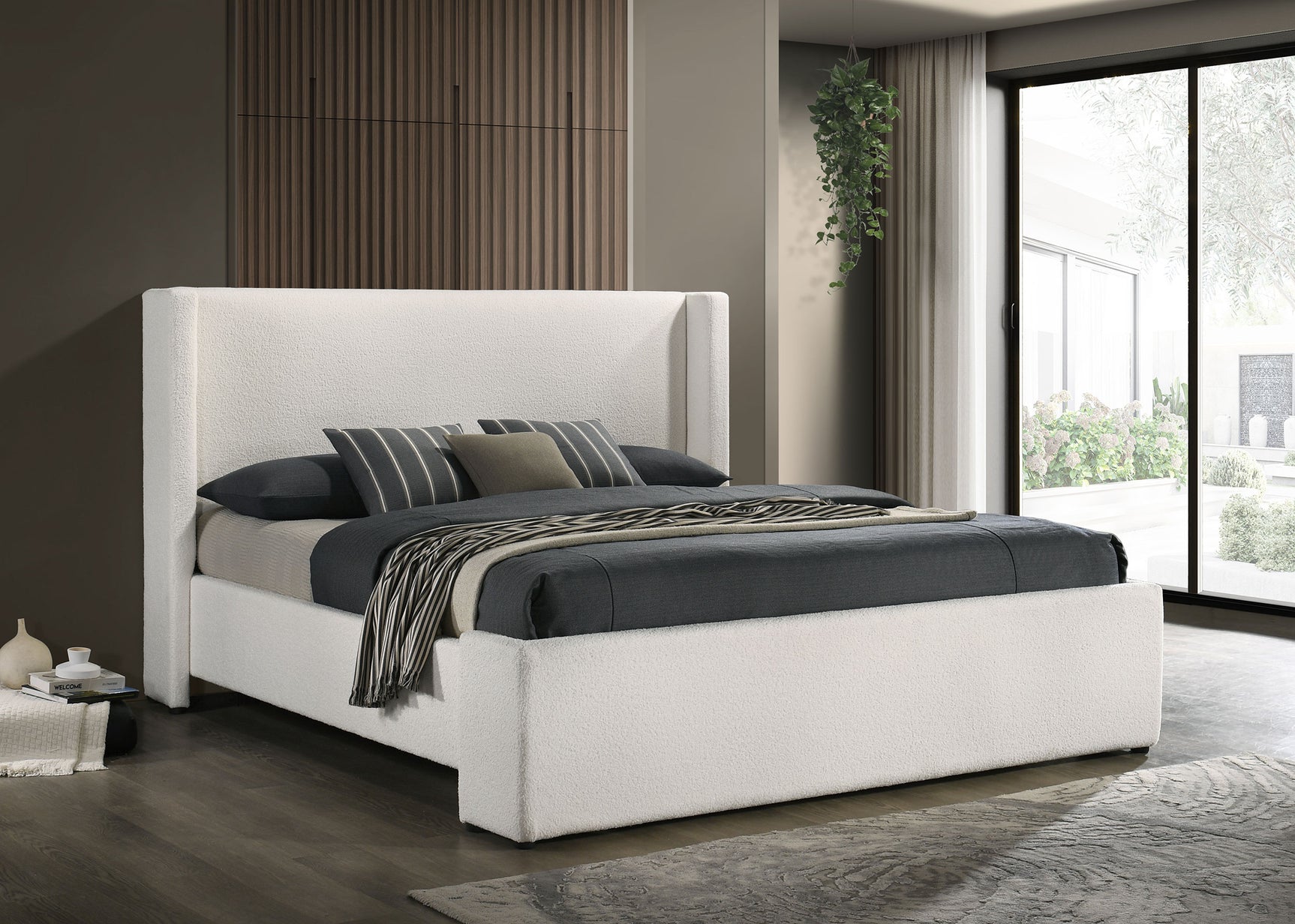 Alamosa White Eastern King Upholstered Panel Bed - Ornate Home