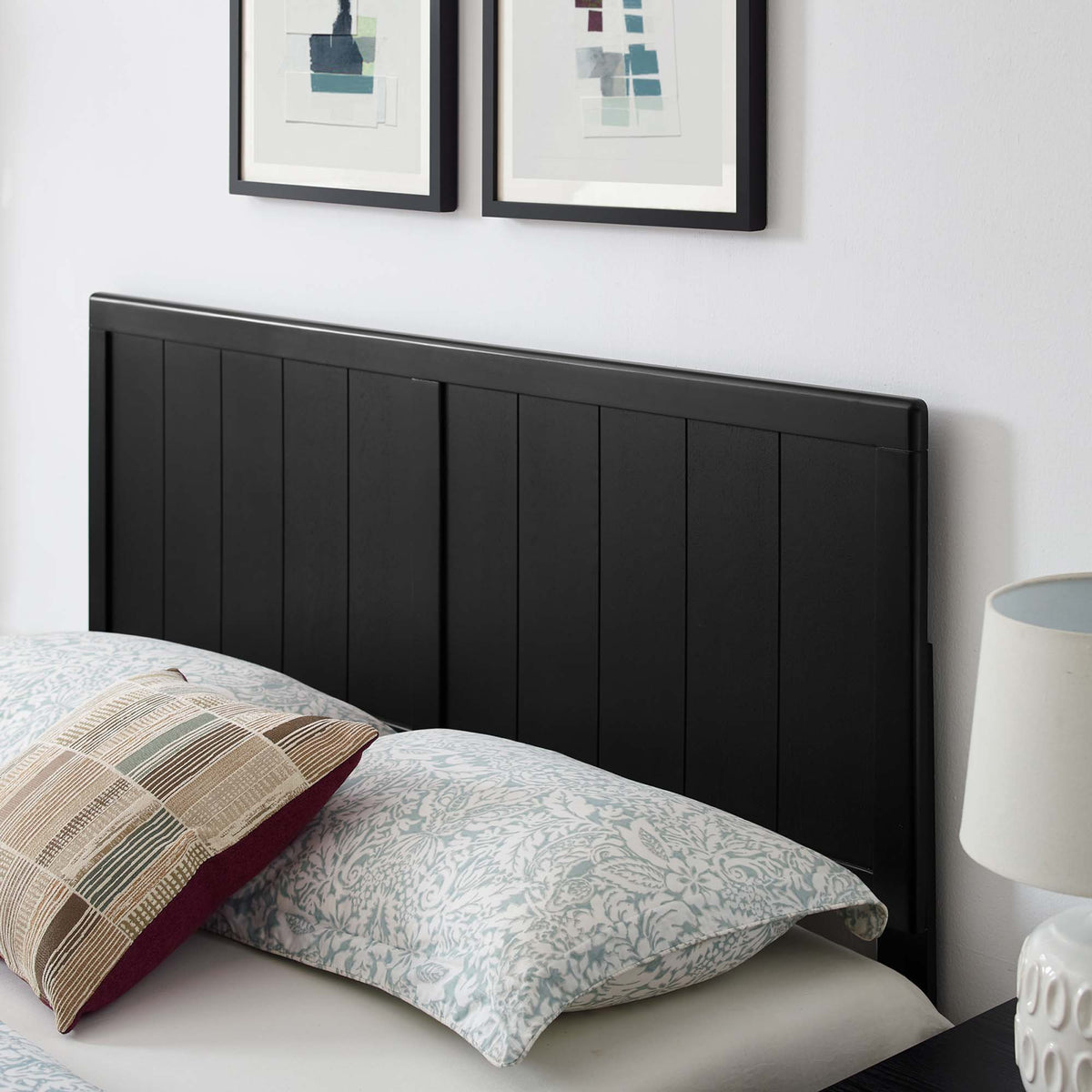 Alana Black Wood Full Platform Bed With Splayed Legs - Ornate Home