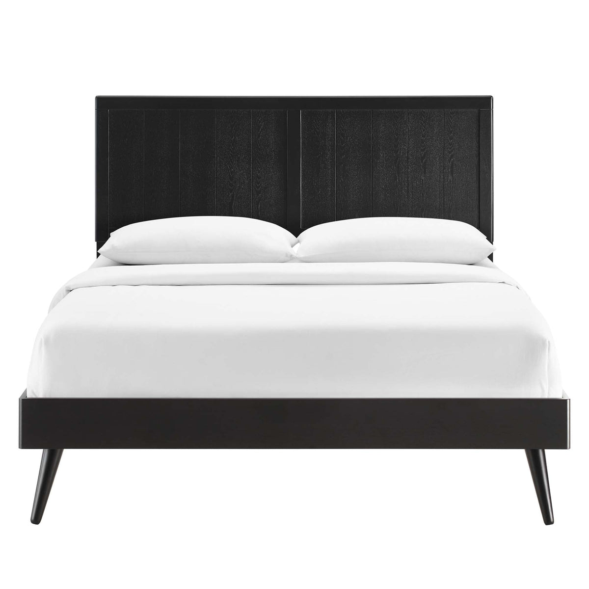 Alana Black Wood Queen Platform Bed With Splayed Legs - Ornate Home