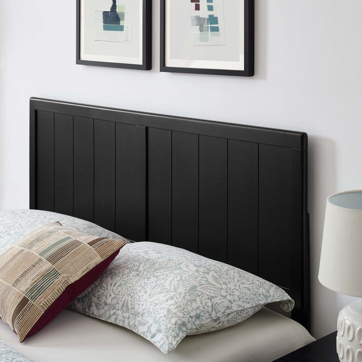 Alana Black Wood Queen Platform Bed With Splayed Legs - Ornate Home