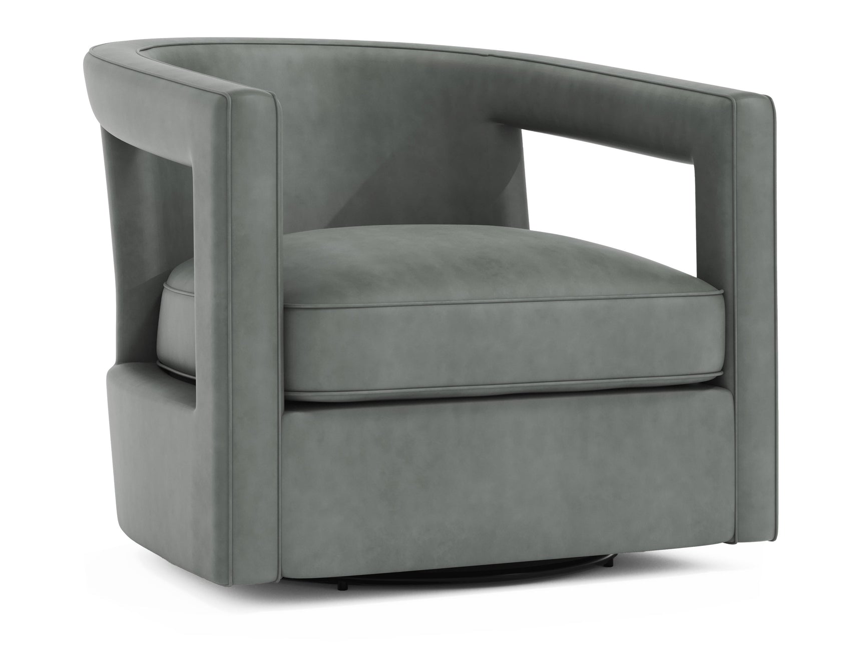 Alana Grey Leather Swivel Chair (Low-Profile Back) - Ornate Home