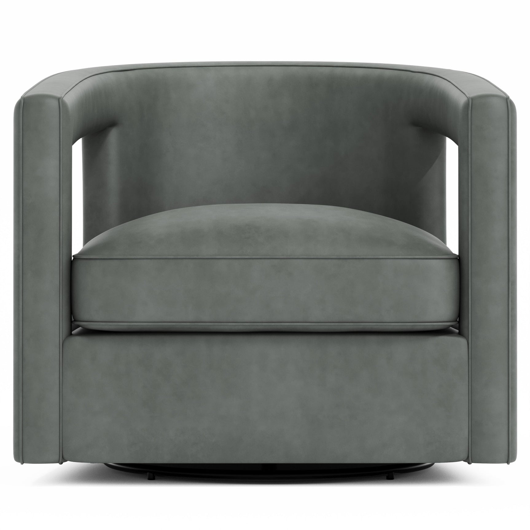 Alana Grey Leather Swivel Chair (Low-Profile Back) - Ornate Home