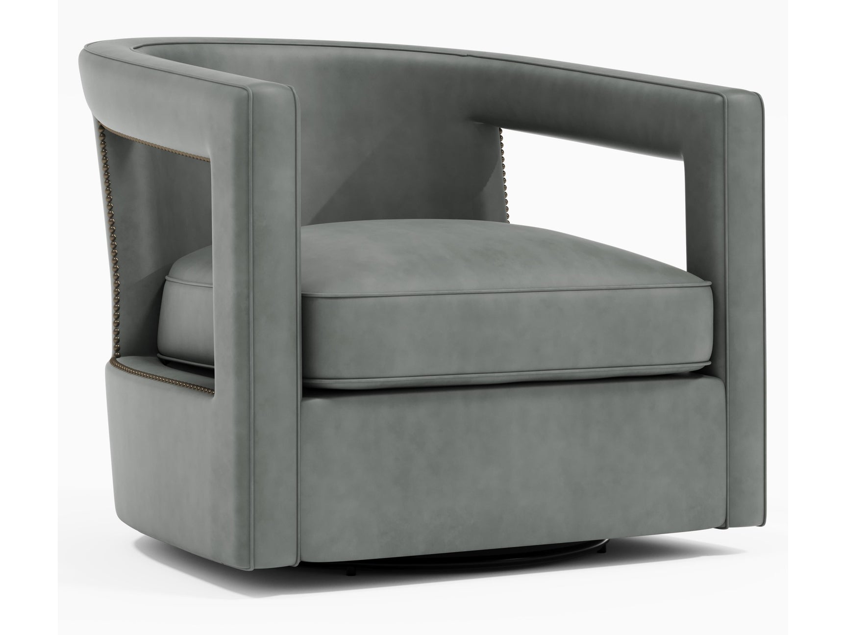 Alana Grey Leather Swivel Chair - Ornate Home
