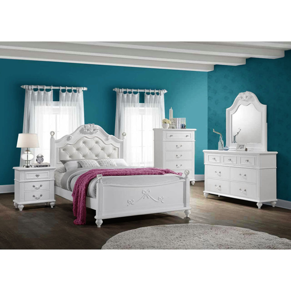 Alana White 5-Piece Full Platform Bedroom Set - Ornate Home