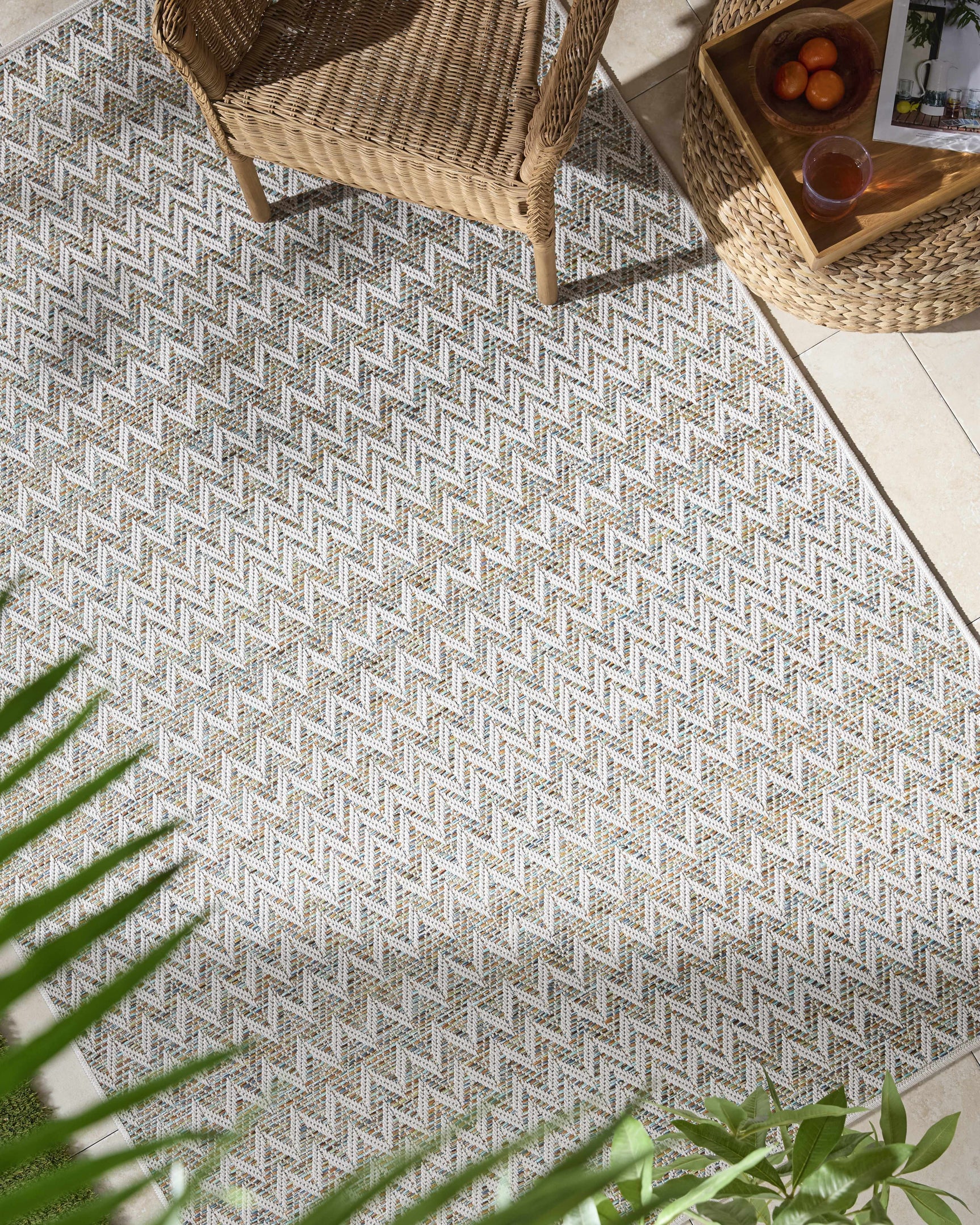 Alazne Ivory Outdoor Area Rug - Ornate Home