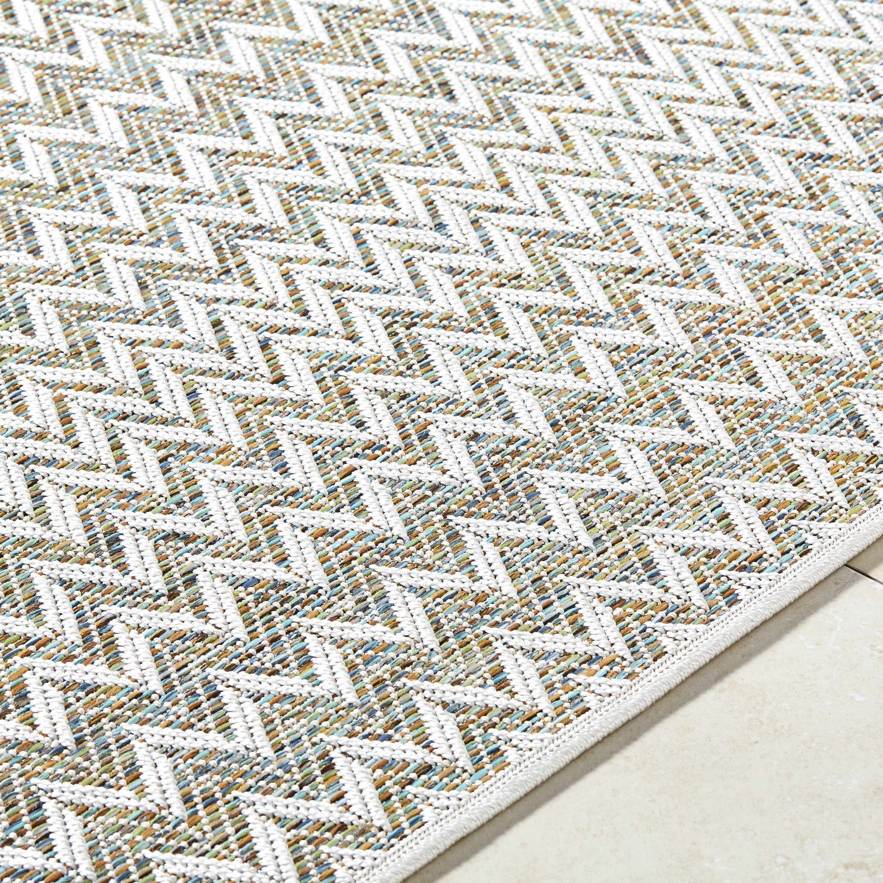 Alazne Ivory Outdoor Area Rug - Ornate Home