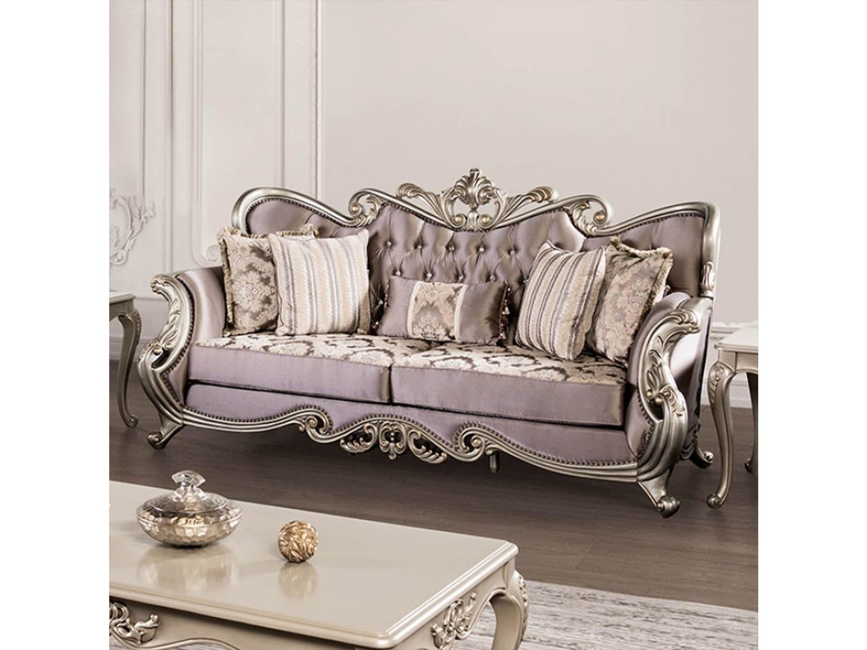 Albacete Champagne & Purple Velvet Sofa - Ornate Home