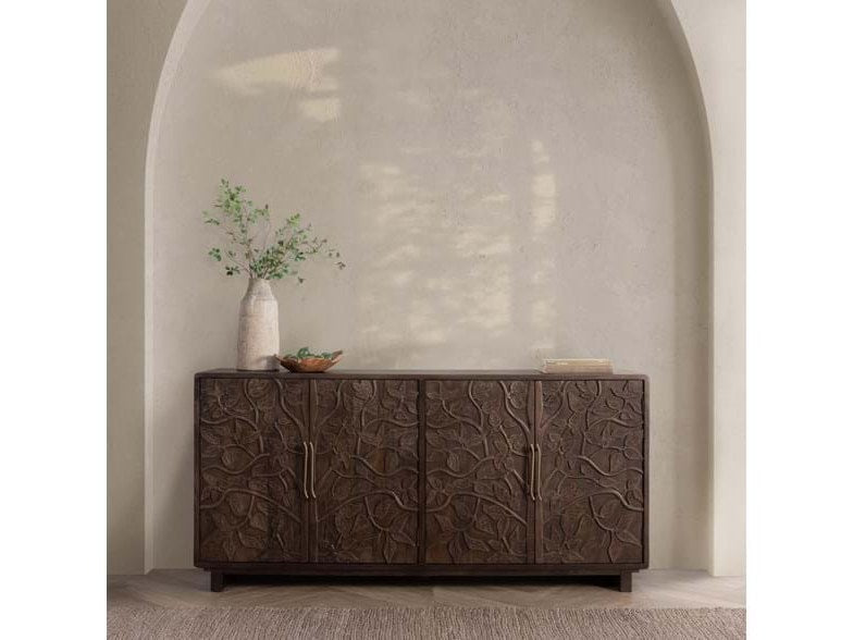 Albero Brown Solid Wood 4-Door Buffet - Ornate Home