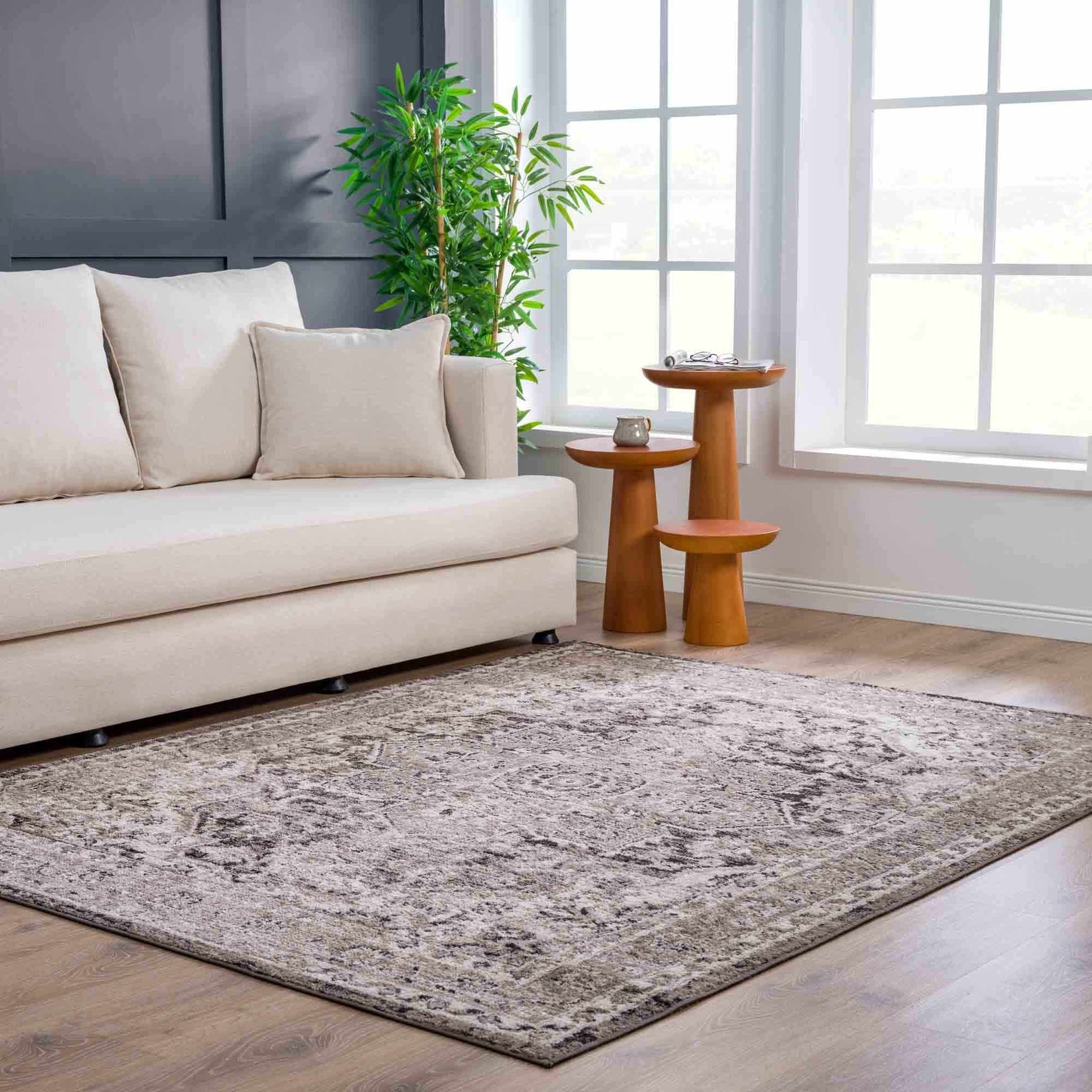 Albie Charcoal & Beige Area Rug - Clearance - Ornate Home