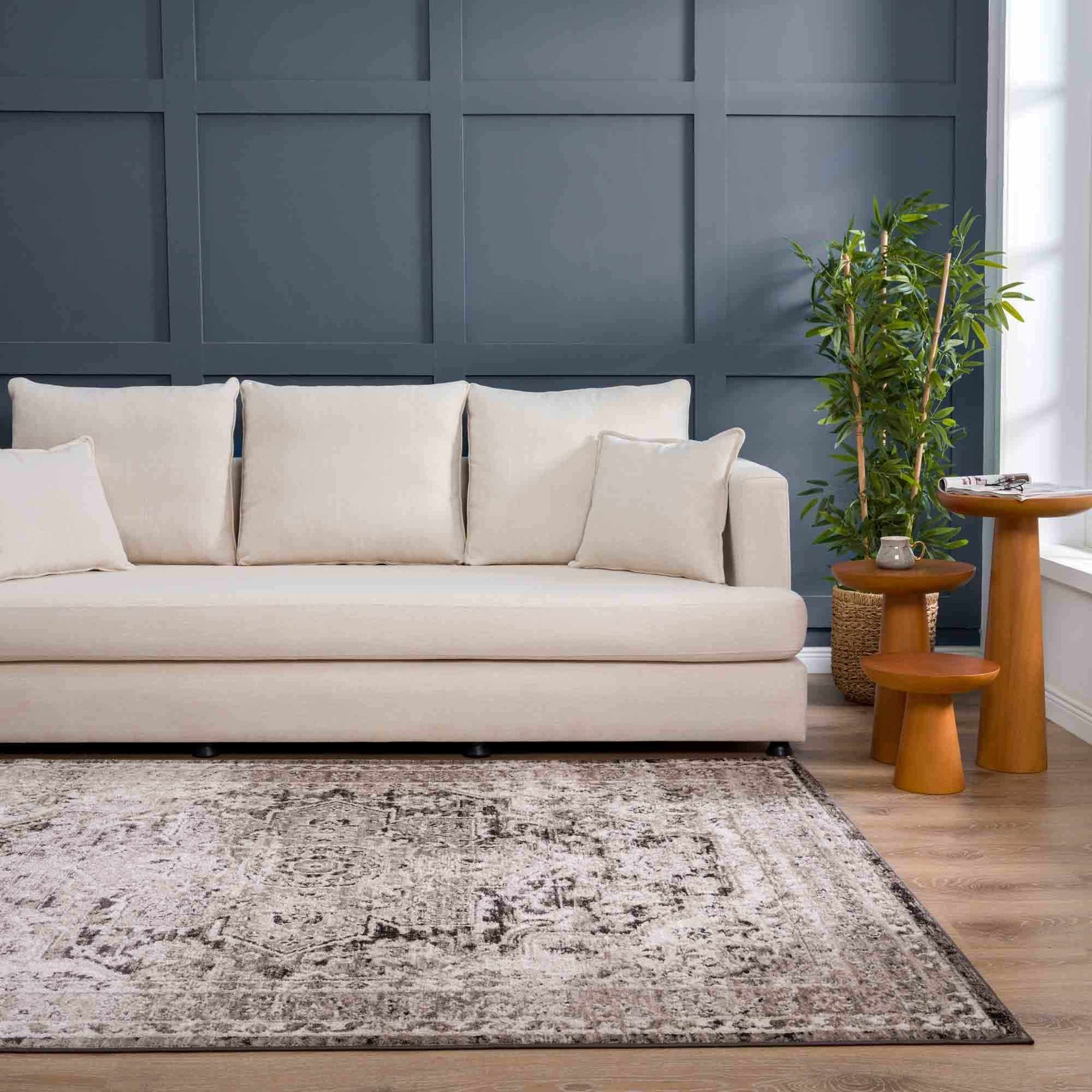 Albie Charcoal & Beige Area Rug - Clearance - Ornate Home