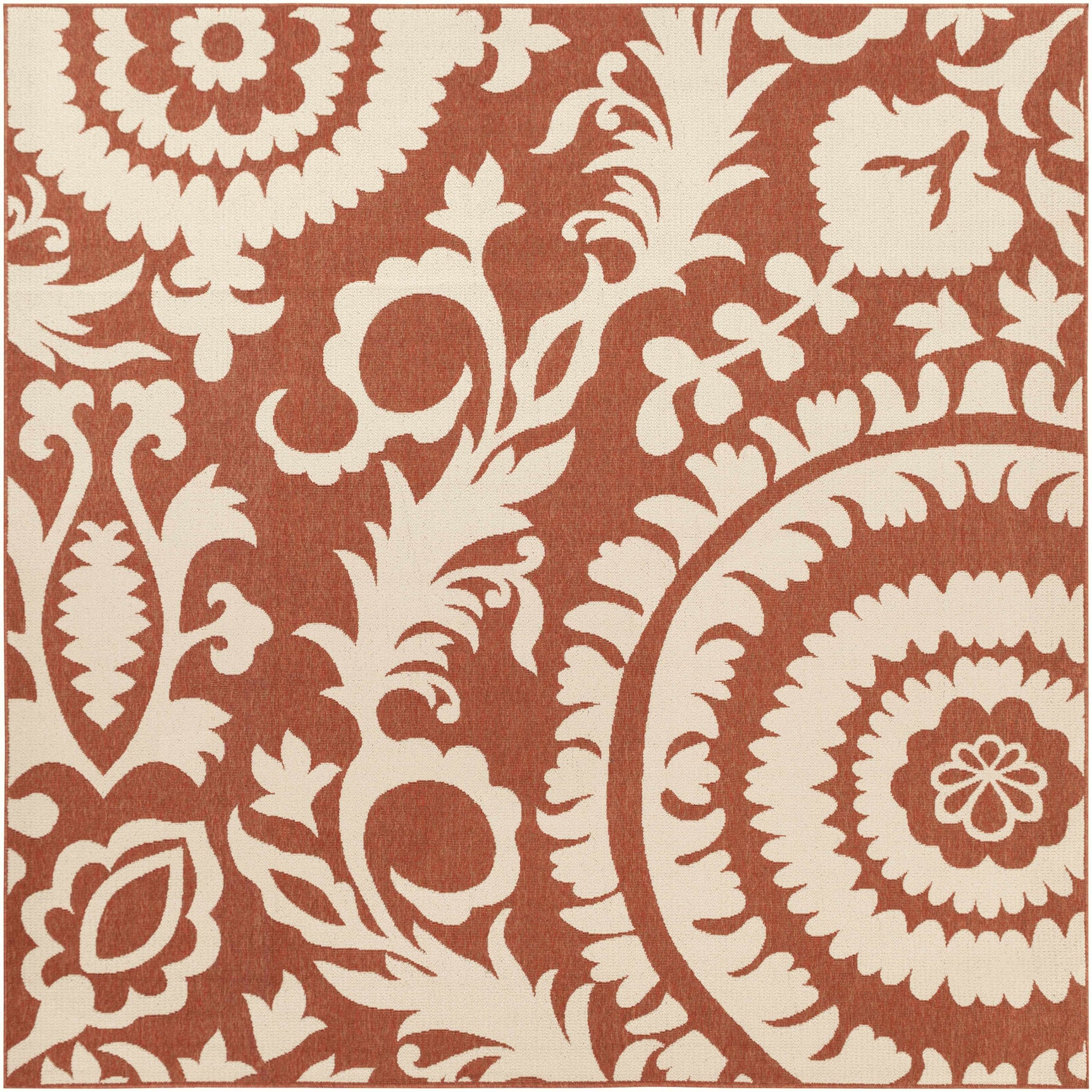 Alburnett Burnt Orange Floral Outdoor Rug - Clearance - Ornate Home