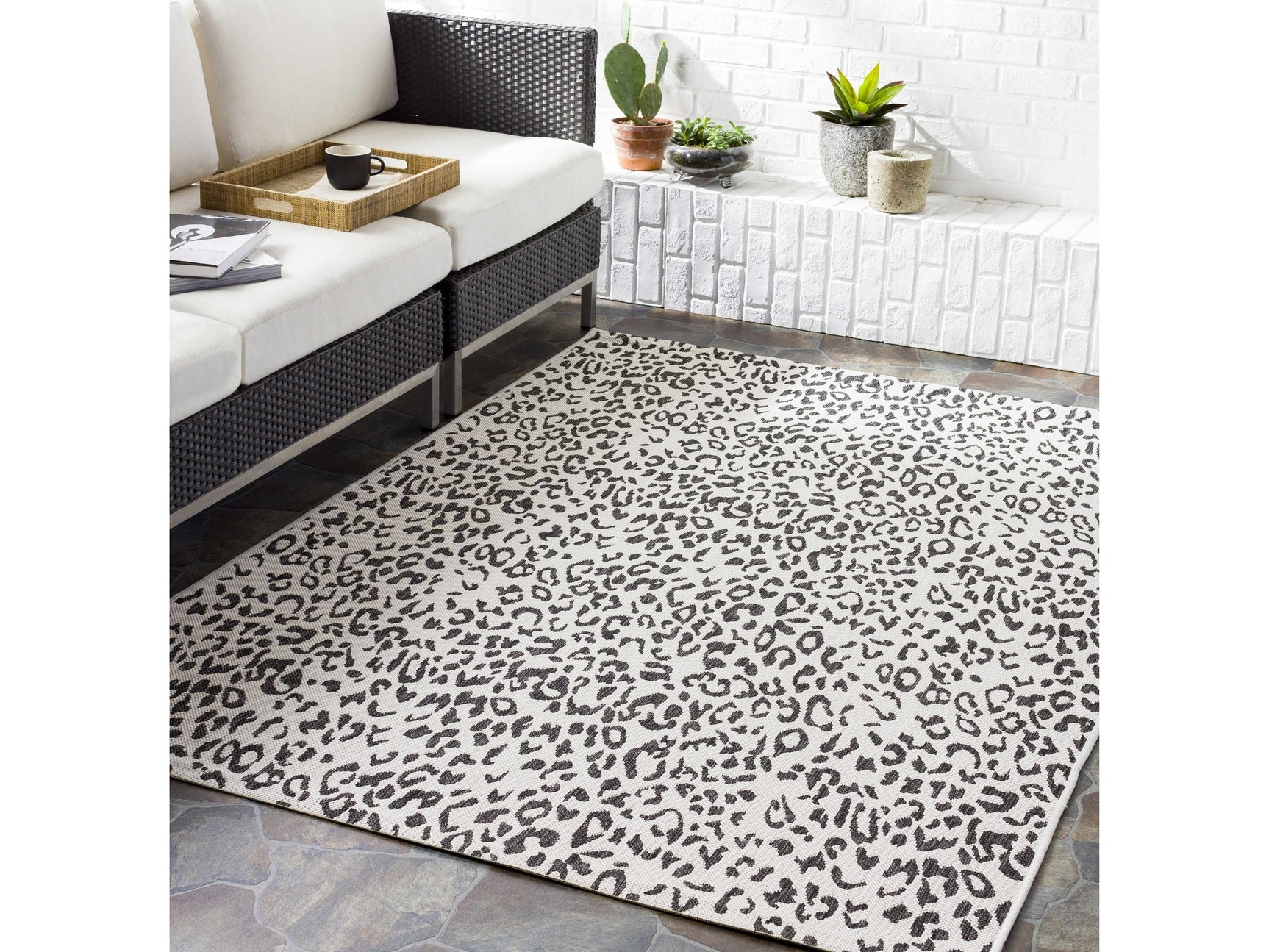 Alderbury White Leopard Print Rug - Ornate Home
