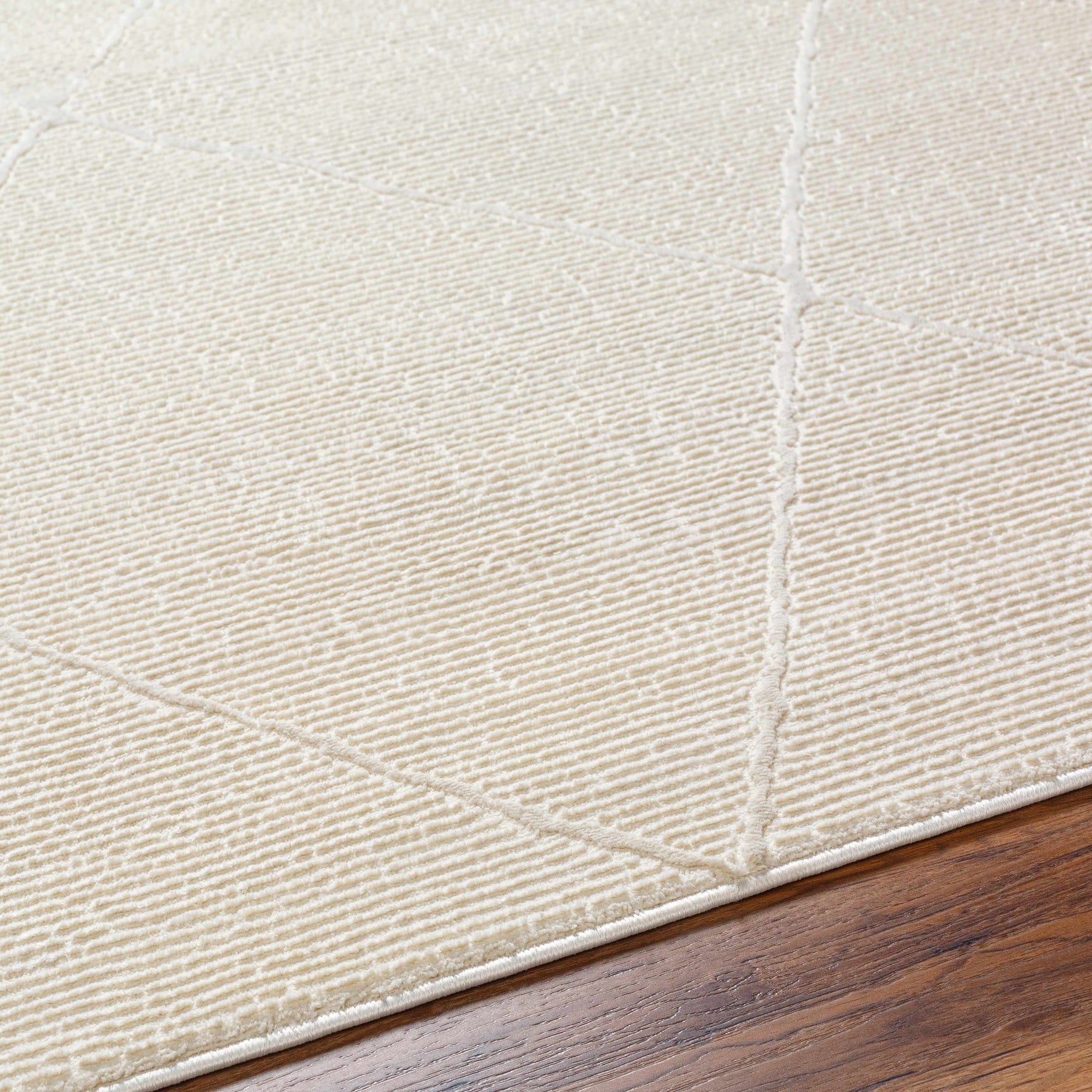 Aldis Cream Plush Textured Washable Rug - Ornate Home