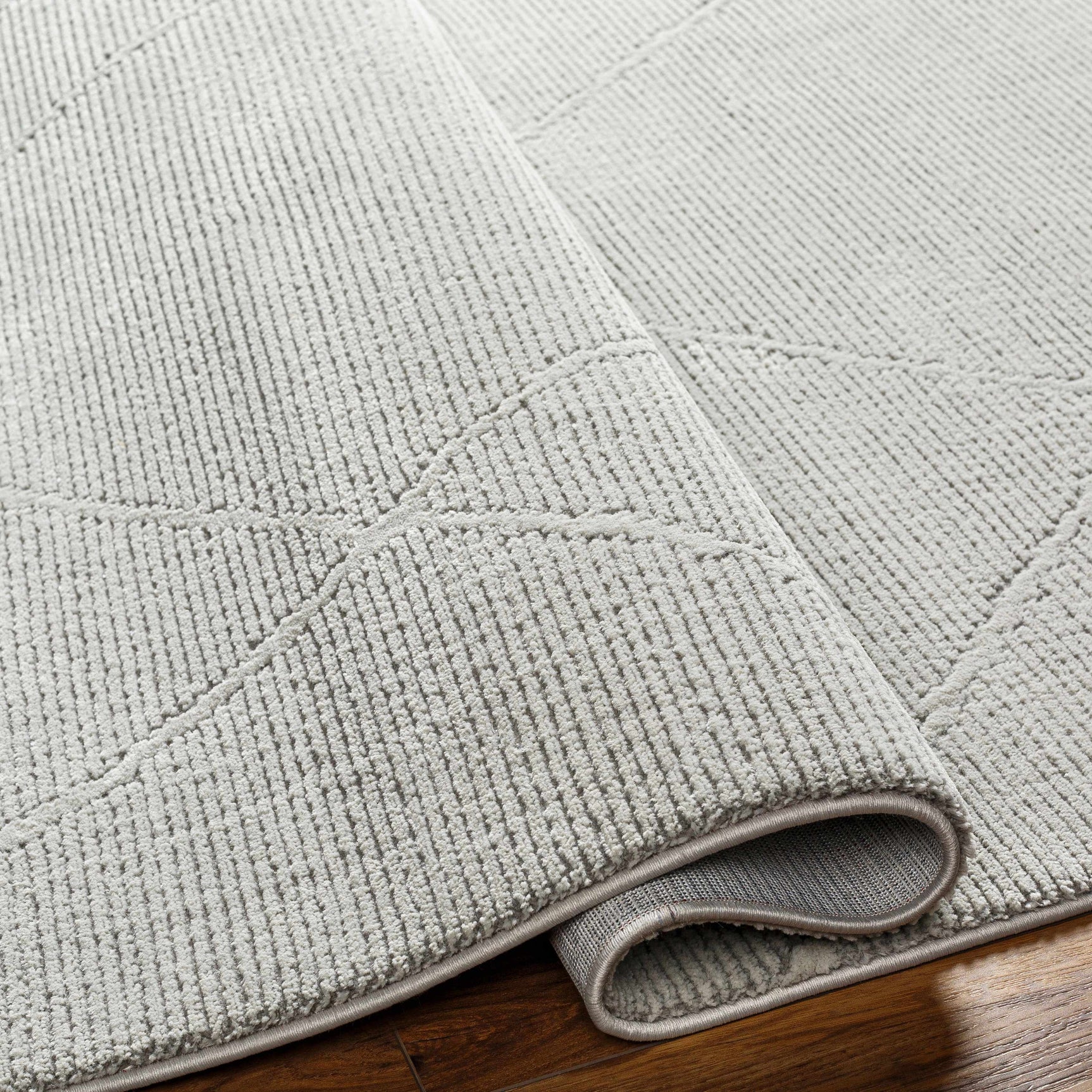 Aldis Grey Plush Textured Washable Rug - Clearance - Ornate Home