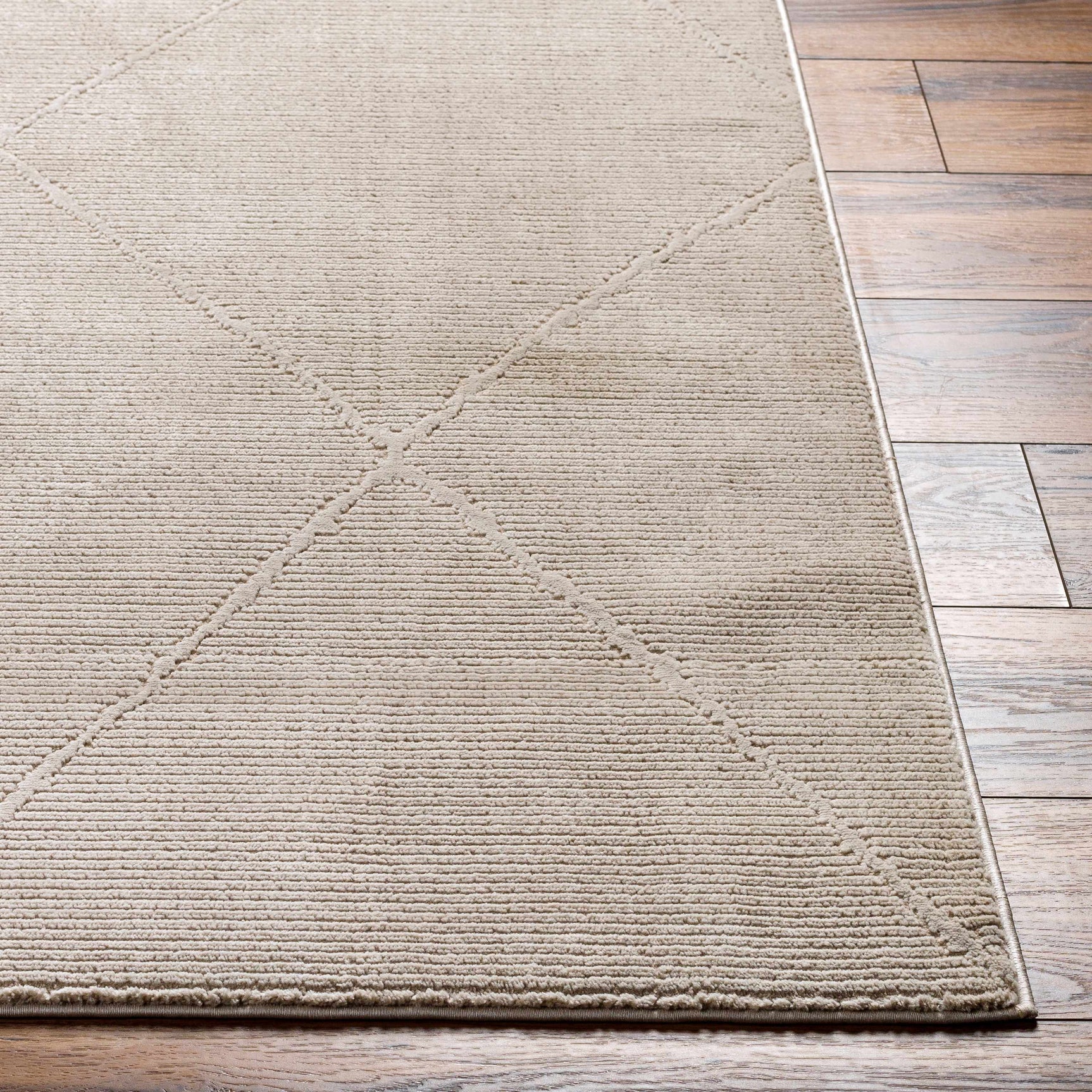Aldis Tan Plush Textured Washable Rug - Clearance - Ornate Home
