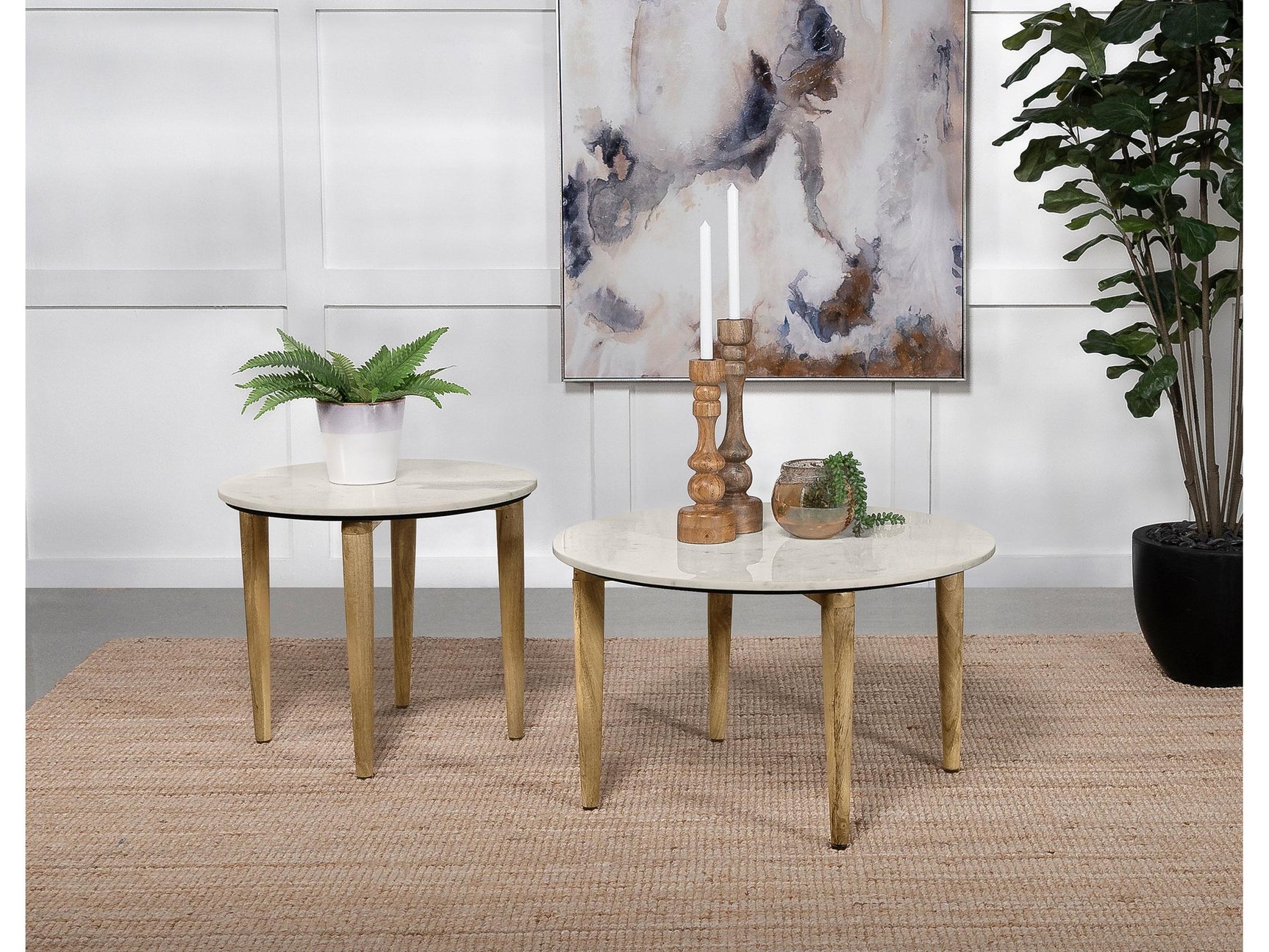 Aldis White 2-piece Coffee and End Table Set - Ornate Home