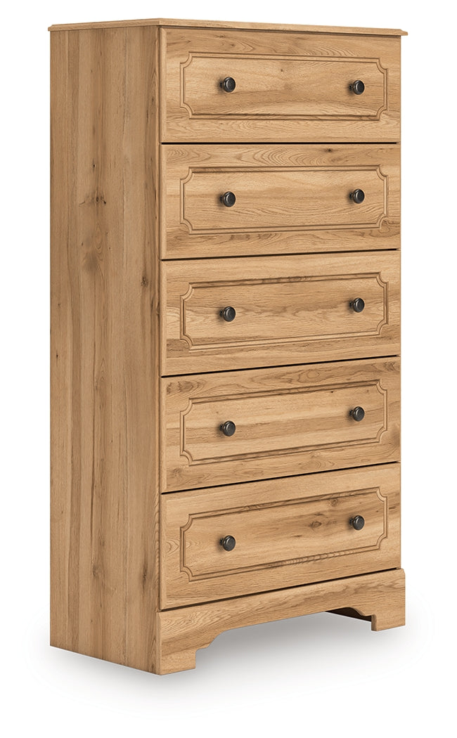 Aleaport Warm Brown Five Drawer Chest - Ornate Home