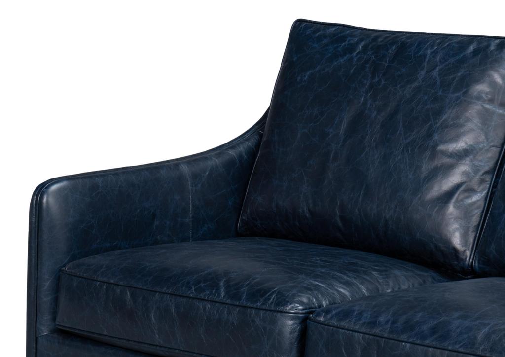 Alehandro Blue Leather Sofa - Ornate Home