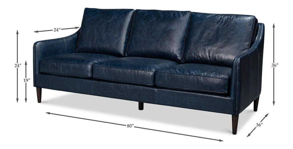 Alehandro Blue Leather Sofa - Ornate Home
