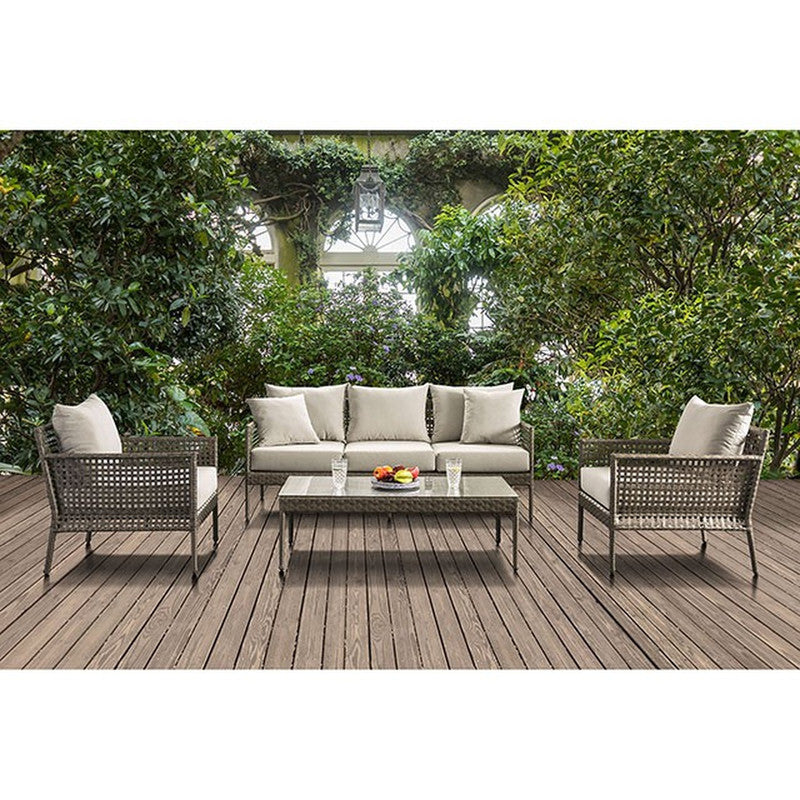 Aleisha Gray/Beige Outdoor Patio Sofa - Ornate Home