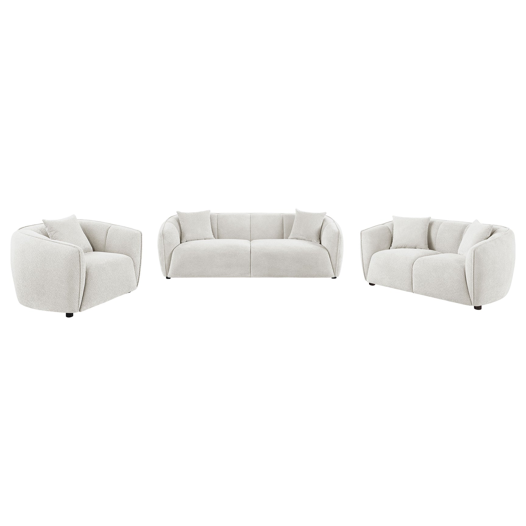 Aleisha Ivory 3-piece Chenille Upholstered Sofa Set - Ornate Home