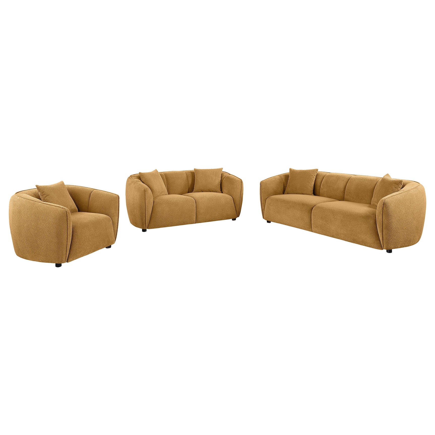 Aleisha Mustard Yellow 3-piece Chenille Upholstered Sofa Set - Ornate Home