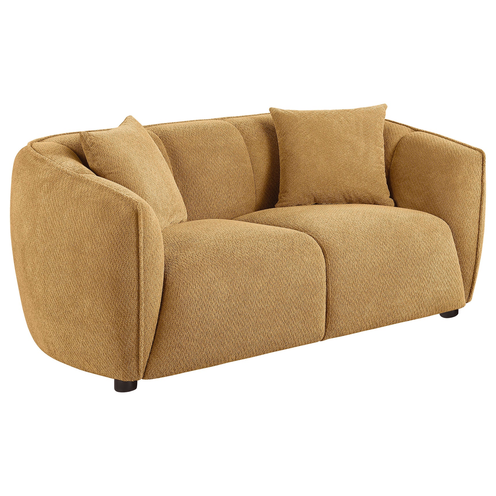 Aleisha Mustard Yellow Chenille Upholstered Loveseat - Ornate Home