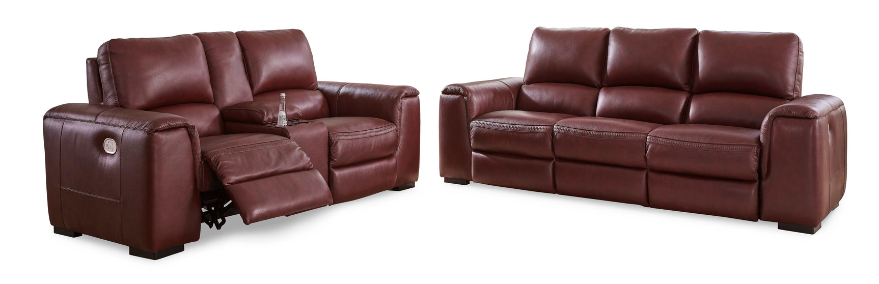 Alessandro Garnet Leather-Match Power Reclining Living Room Set / 2pc - Ornate Home