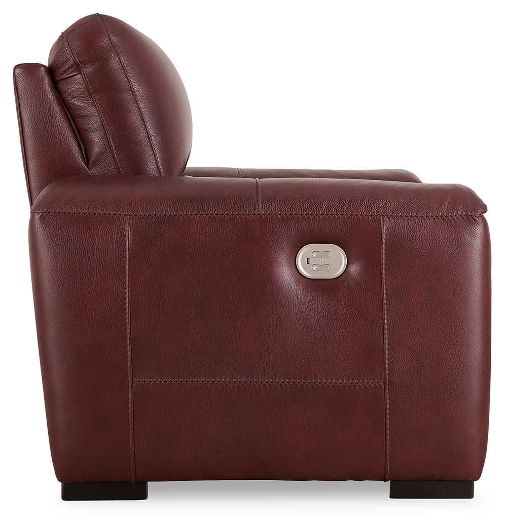 Alessandro Garnet Leather-match Power Recliner - Ornate Home