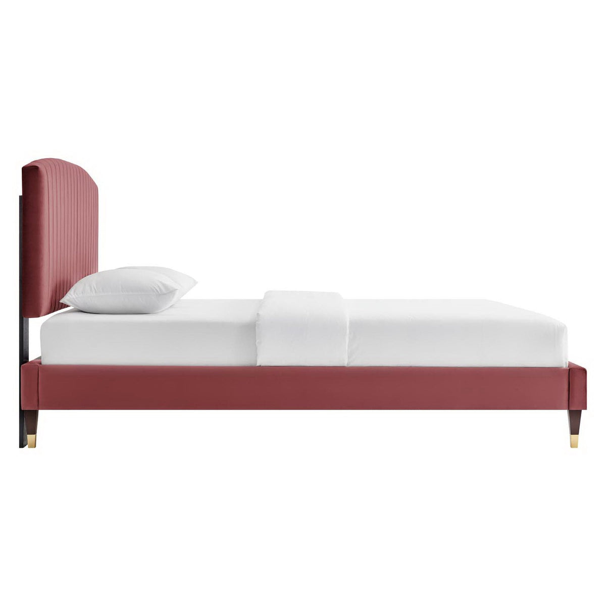 Alessi Dusty Rose Performance Velvet Queen Platform Bed - Ornate Home