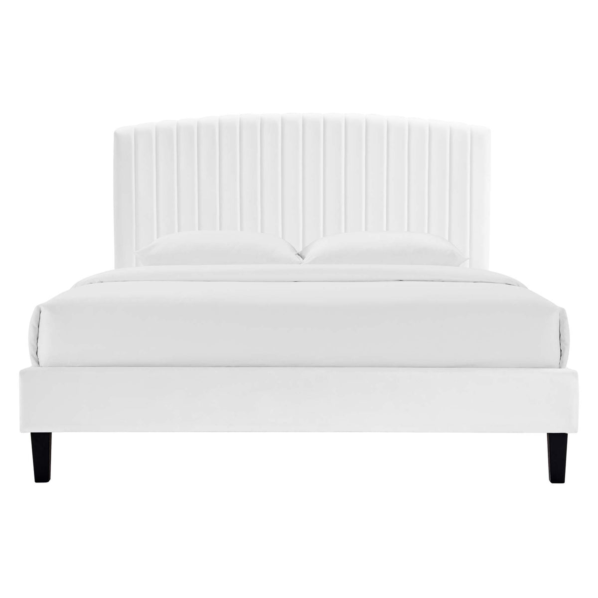Alessi White Performance Velvet Full Platform Bed - Ornate Home