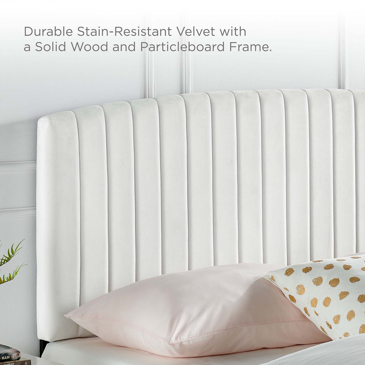Alessi White Performance Velvet Full Platform Bed - Ornate Home