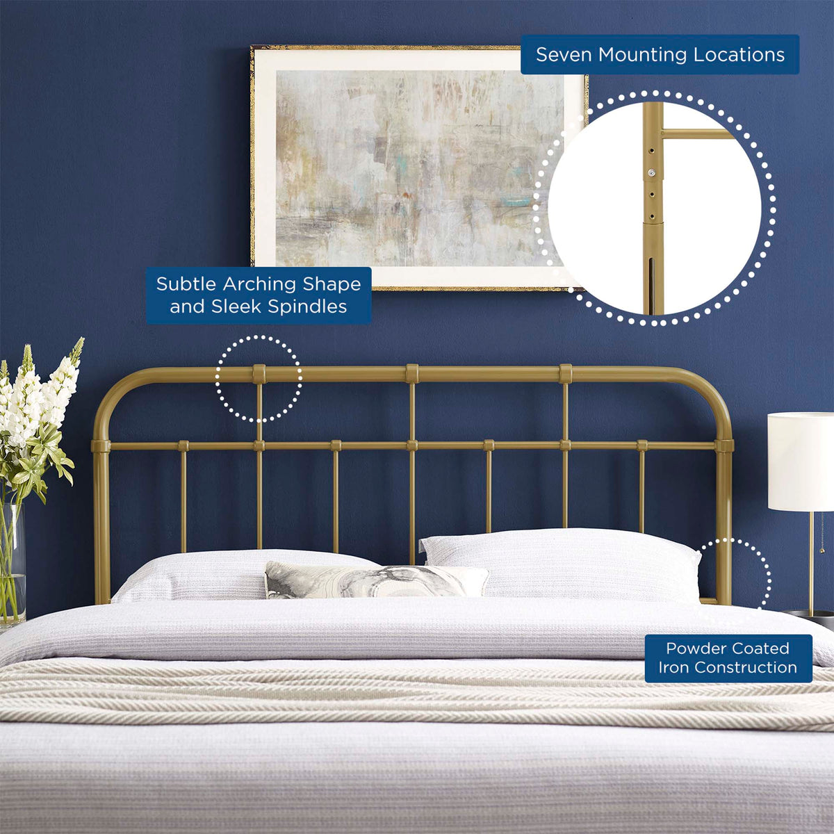 Alessia Gold Metal Twin Headboard - Ornate Home