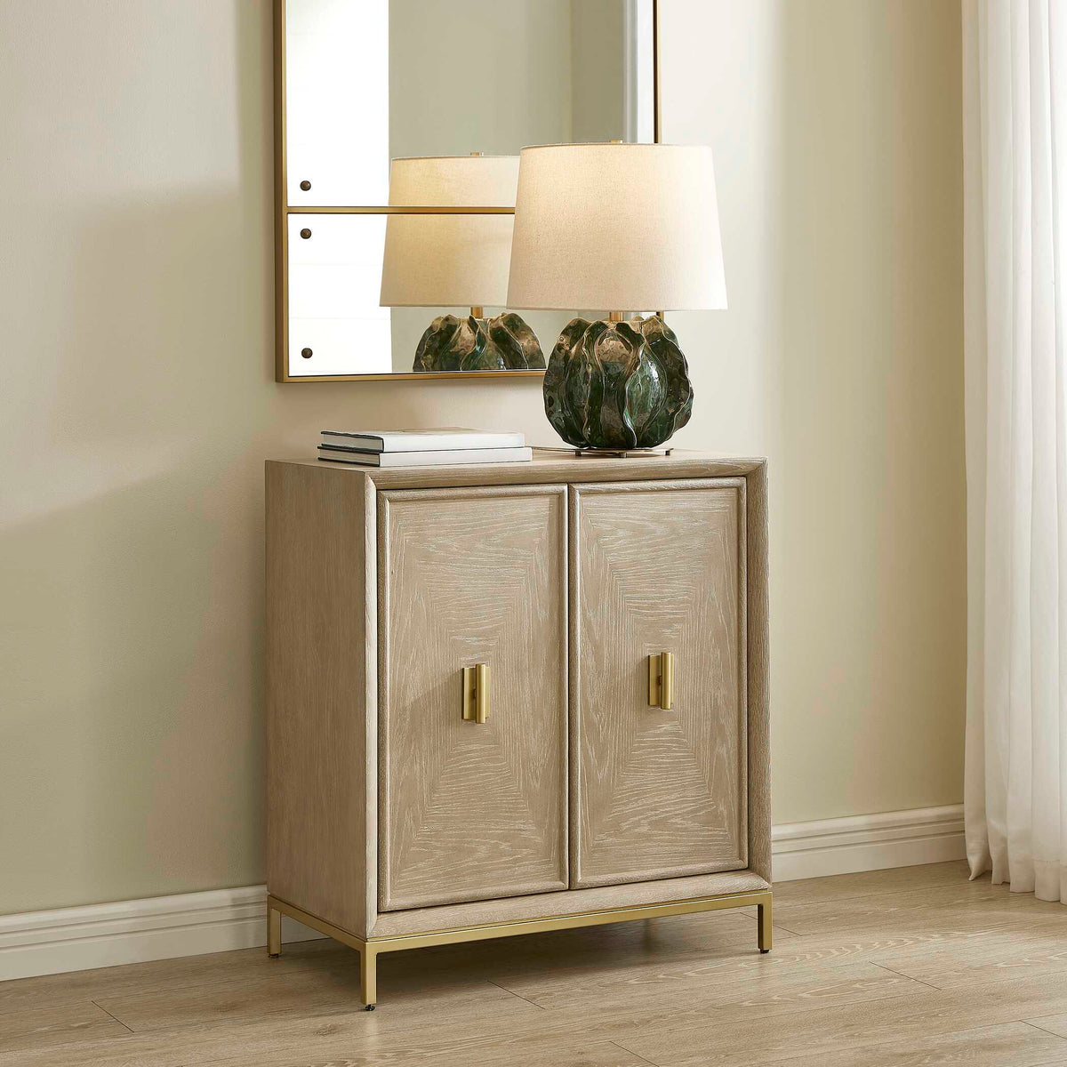 Alessia Woodtone Washed 2 Door Cabinet - Ornate Home