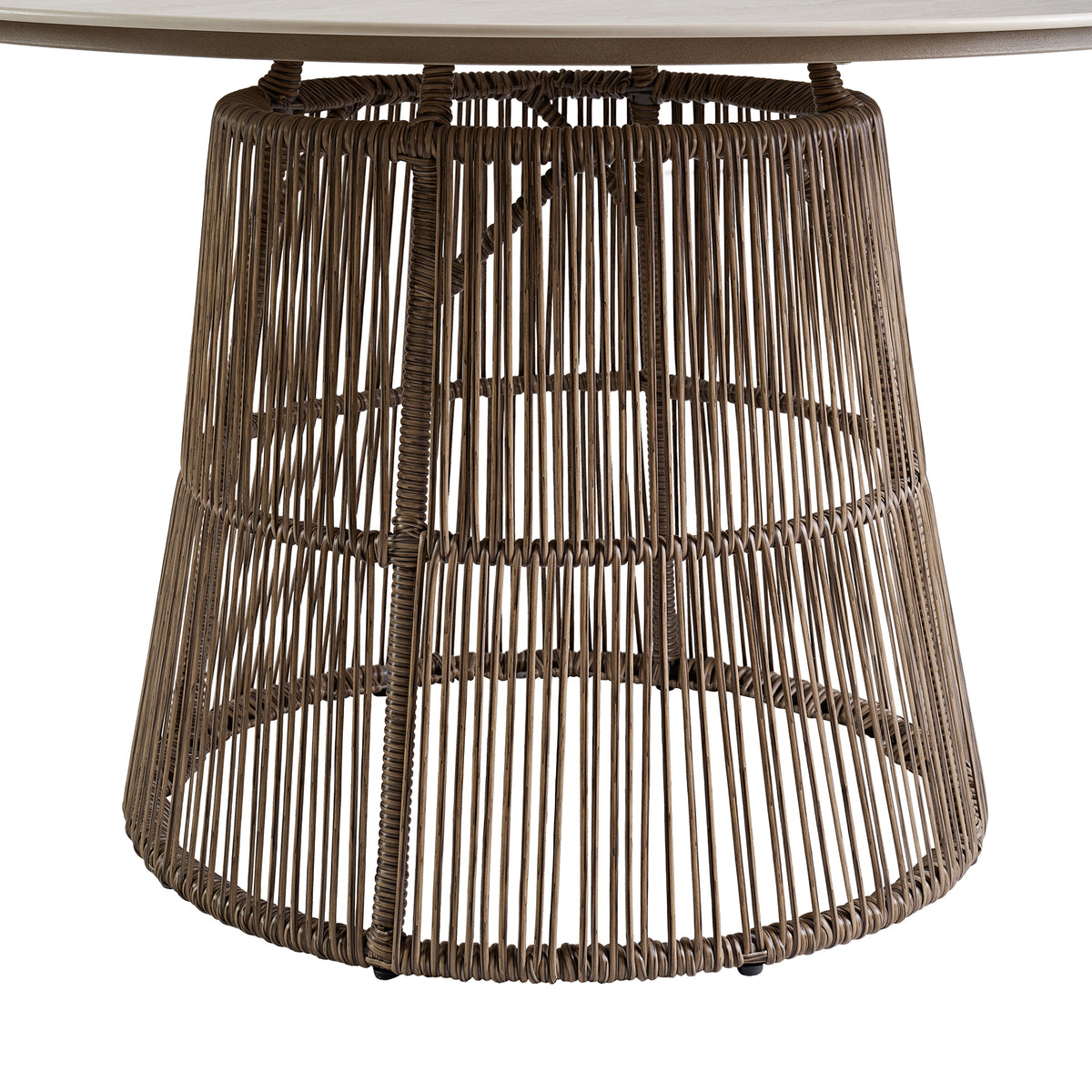Alesso Brown/Sand Outdoor Round Dining Table - Ornate Home
