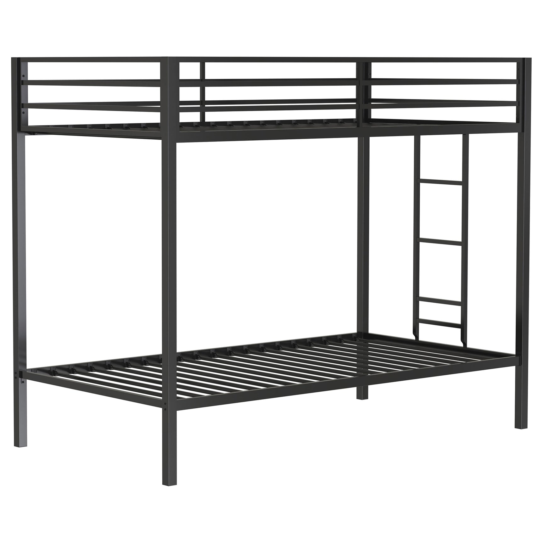 Alevera Black Metal Twin Over Twin Bunk Bed with Ladder - Ornate Home