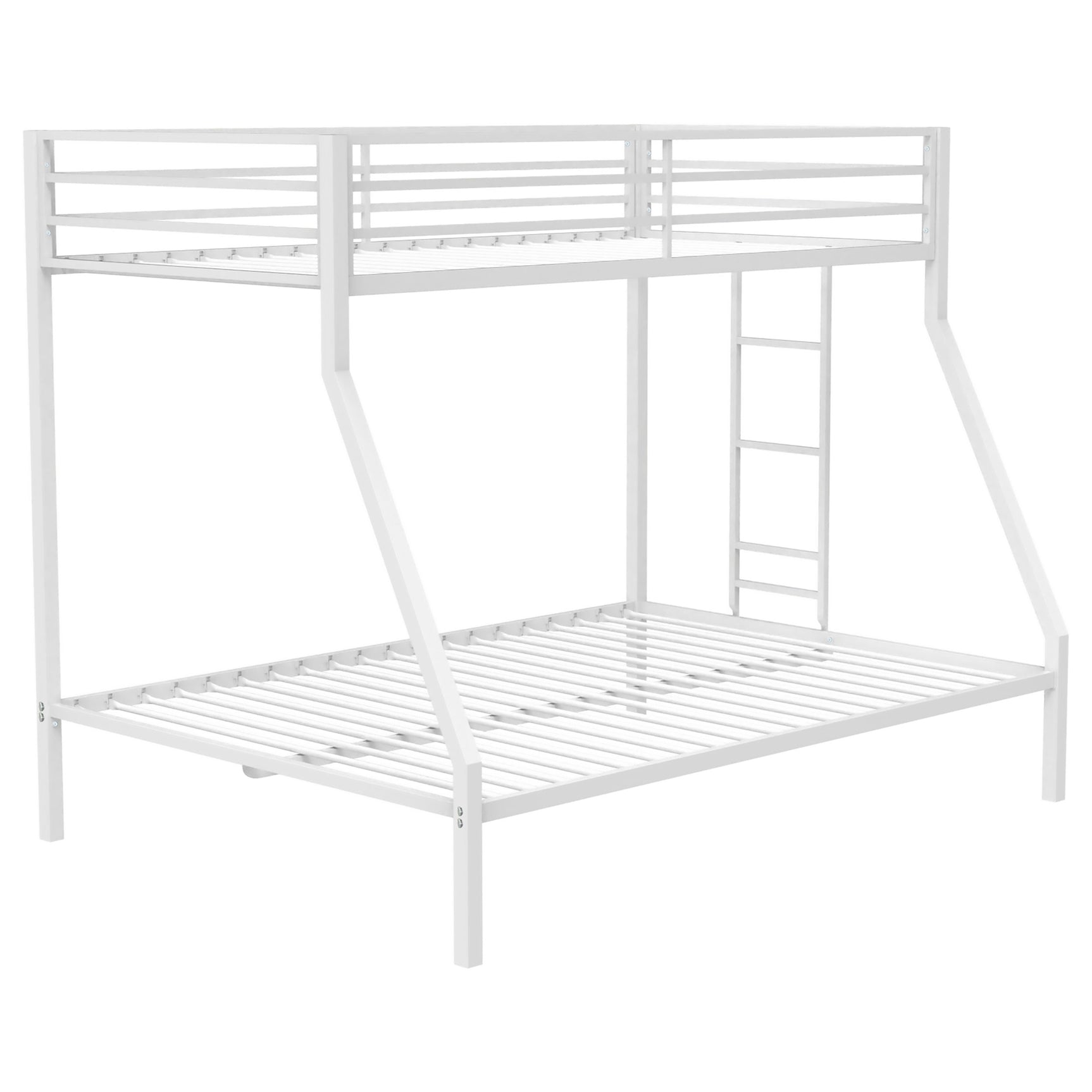 Alevera White Metal Twin Over Full Bunk Bed with Ladder - Ornate Home