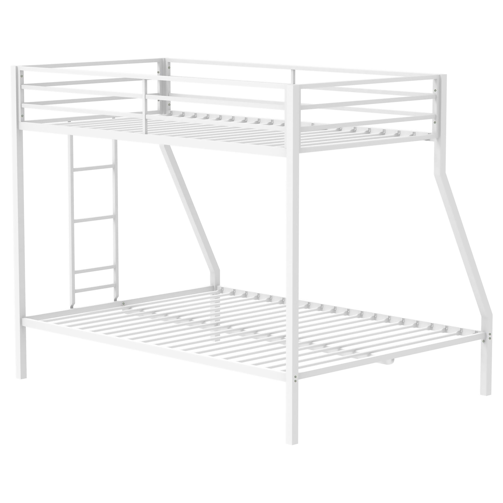 Alevera White Metal Twin Over Full Bunk Bed with Ladder - Ornate Home
